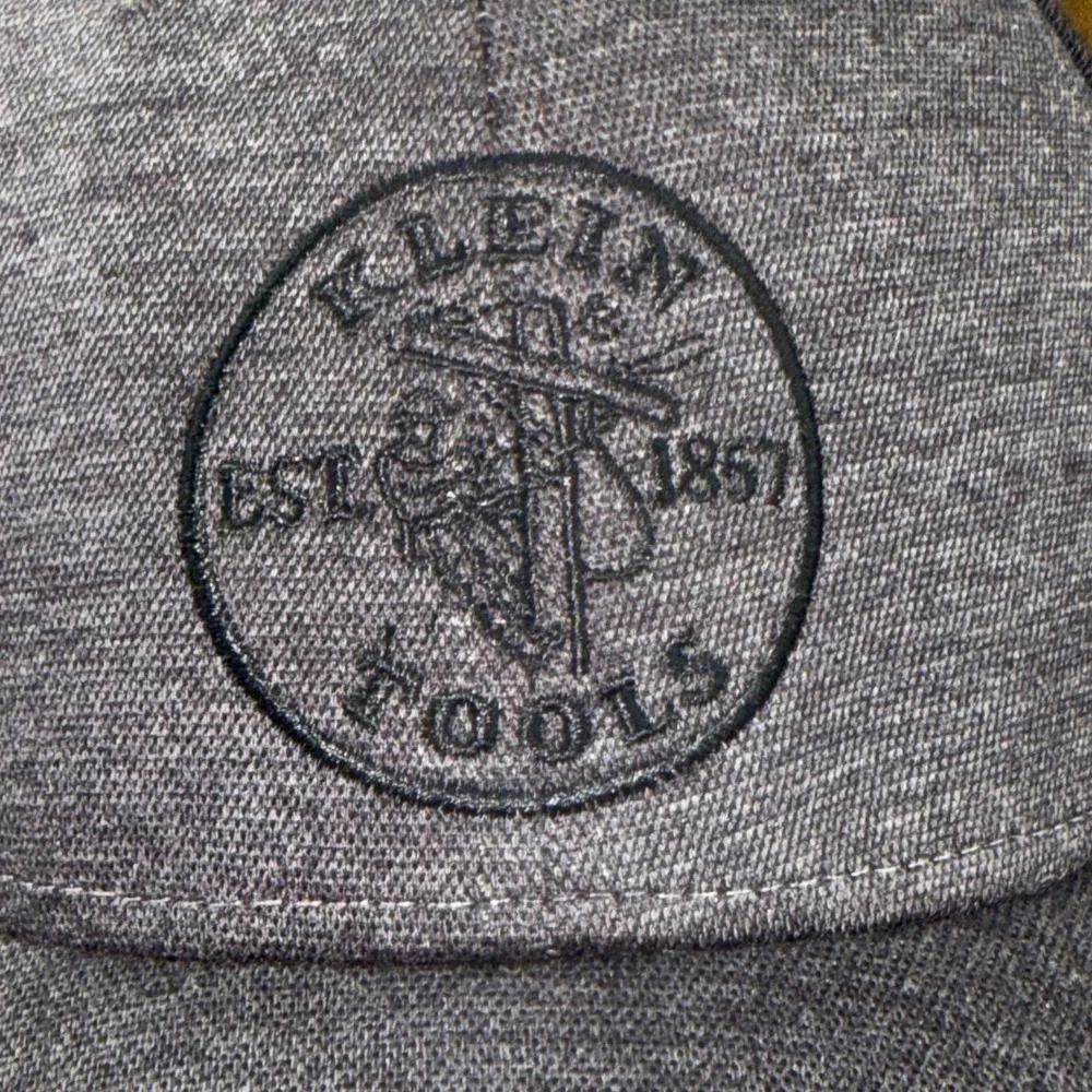 Klein Tools Mens Trucker Hat Grey Black Mesh Back Adjustable Baseball Cap Logo